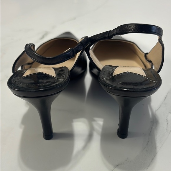 Bruno Magali Black Leather Slingback Heels with Pointed Toe - Picture 4 of 6
